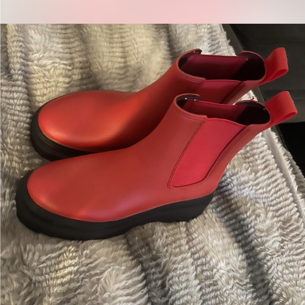 Jeffrey Campbell Red and Black Ankle Booties with Sleek Design